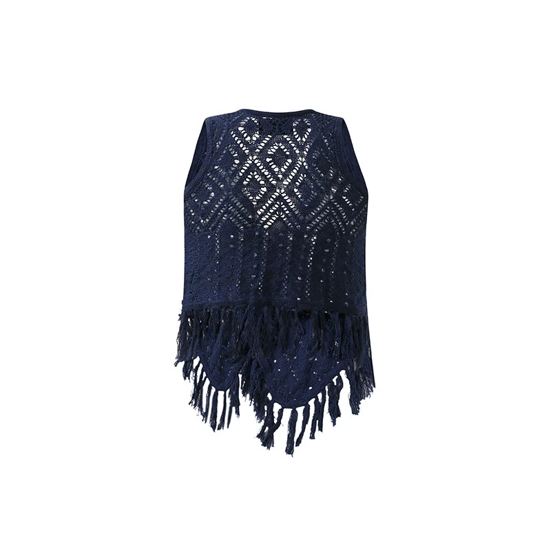 black crochet fringe vest-1
